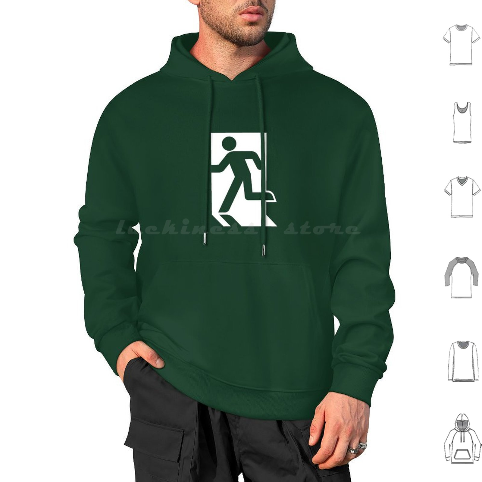 Emergency Exit Sign - Exit Sign Running Man Hoodies Long
