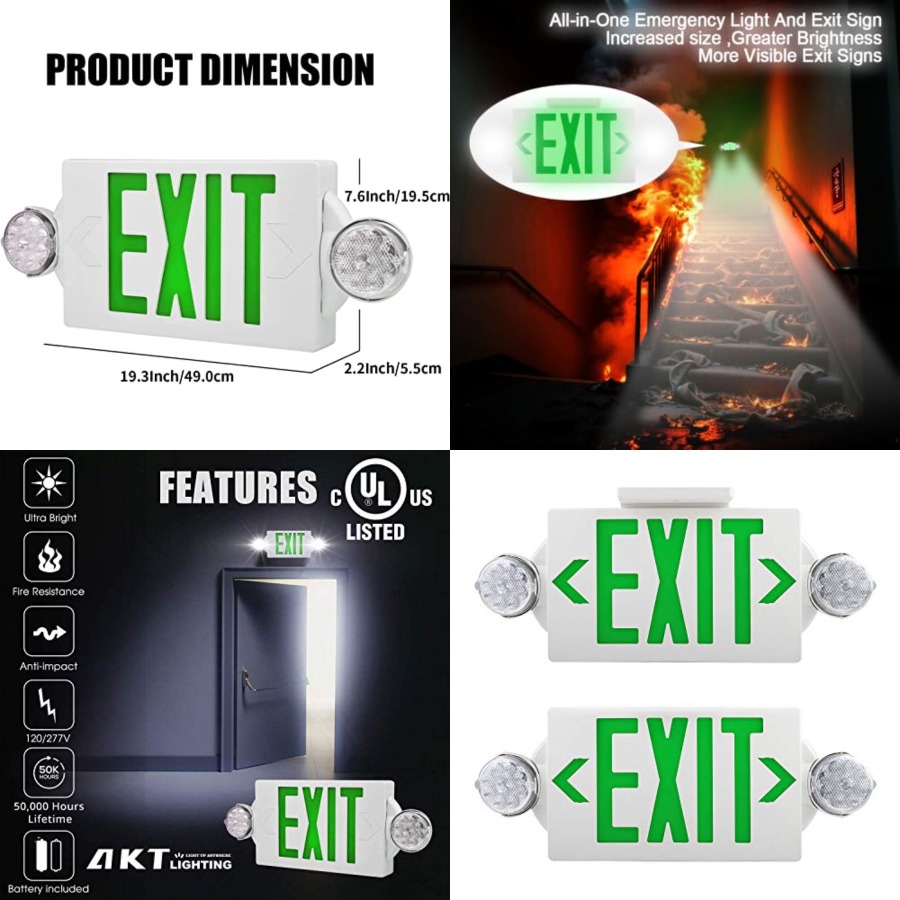 Emergency Exit Sign - Emergency Exit Light, Adjustable Two LED