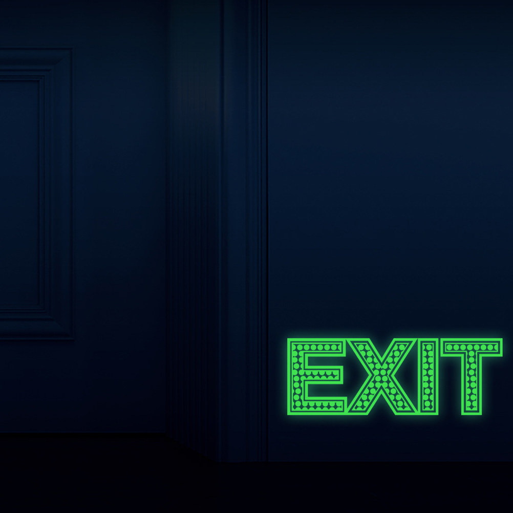 Emergency Exit Sign - 3Pcs Night Glow Exit Sticker Light