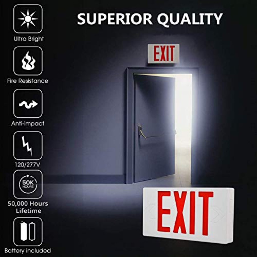 Ultra Slim LED Exit Sign, Red  - огляд і ціна Emergency Exit Sign