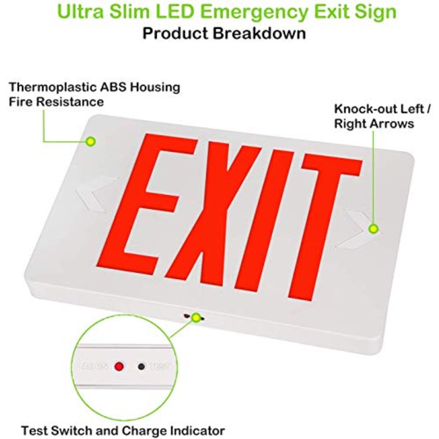 Ultra Slim LED Exit Sign, Red  - огляд і ціна Emergency Exit Sign