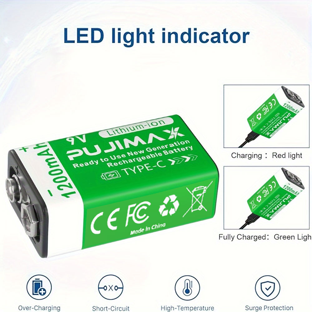 PUJIMAX 8/4pcs 9V 1200mAh rech - огляд і ціна Co Detector Plug