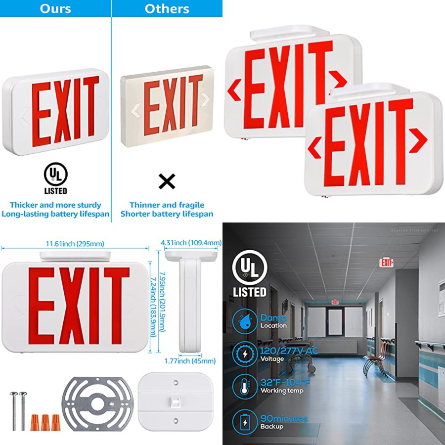 LED Exit Sign, Emergency Exit  - огляд і ціна Emergency Exit Sign