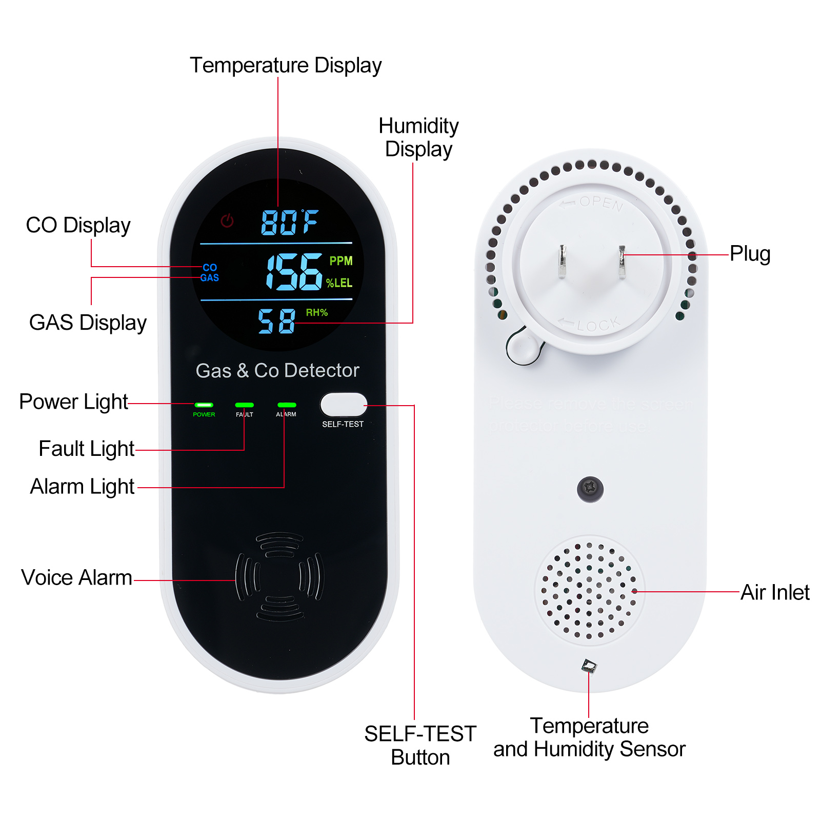 4 in 1 CO Monitor Alarm with L - огляд і ціна Co Detector Plug